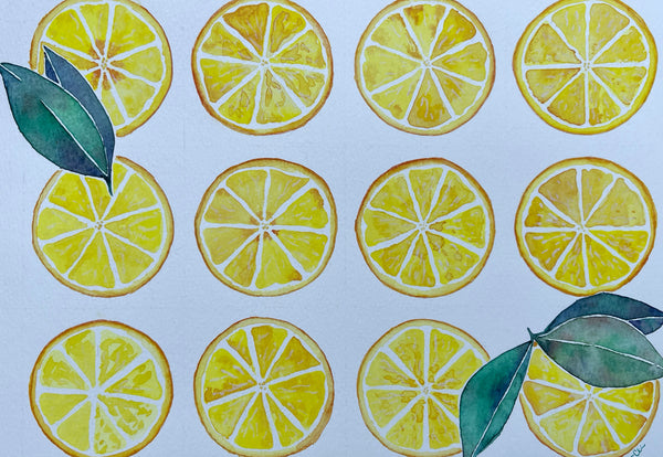 Lemon Grid - Watercolor Postcard | Reconnect Club Artwork