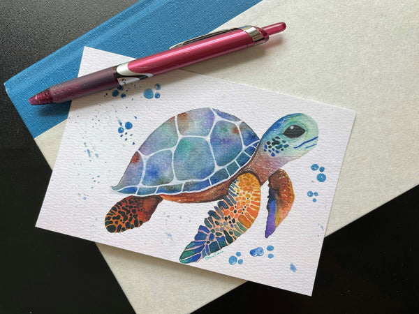Sea Turtle - Watercolor Postcard | Reconnect Club Artwork