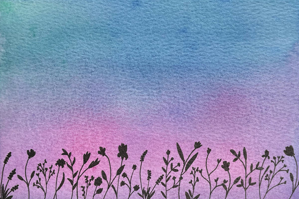 Floral Skyline- Mixed Media Postcard | Reconnect Club Artwork
