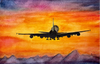 Sunset Takeoff - Watercolor Postcard | Reconnect Club Artwork