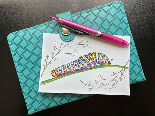 Caterpillar- Watercolor & Gouache Postcard | Reconnect Club Artwork