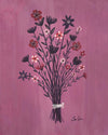 Digital scan of painting of floral bouquet with deep purple tones