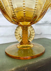 Vintage Amber Candlestick Holder w/ Beaded Panels & Crimped Edges by Fenton for L.G. Wright Glass