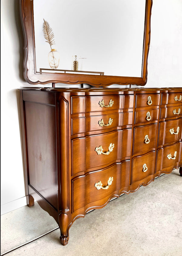 Vintage White Furniture Company French Provincial Style Dresser with Mirror