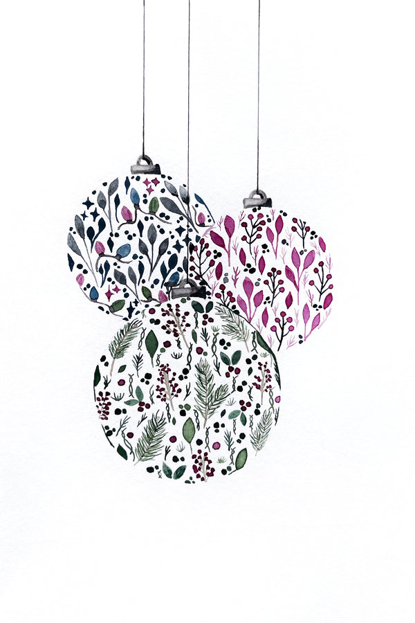 Christmas Ornaments- Mixed Media Postcard | Reconnect Club Artwork