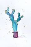 Vibrant Potted Cactus - Watercolor & Ink Postcard | Reconnect Club Artwork