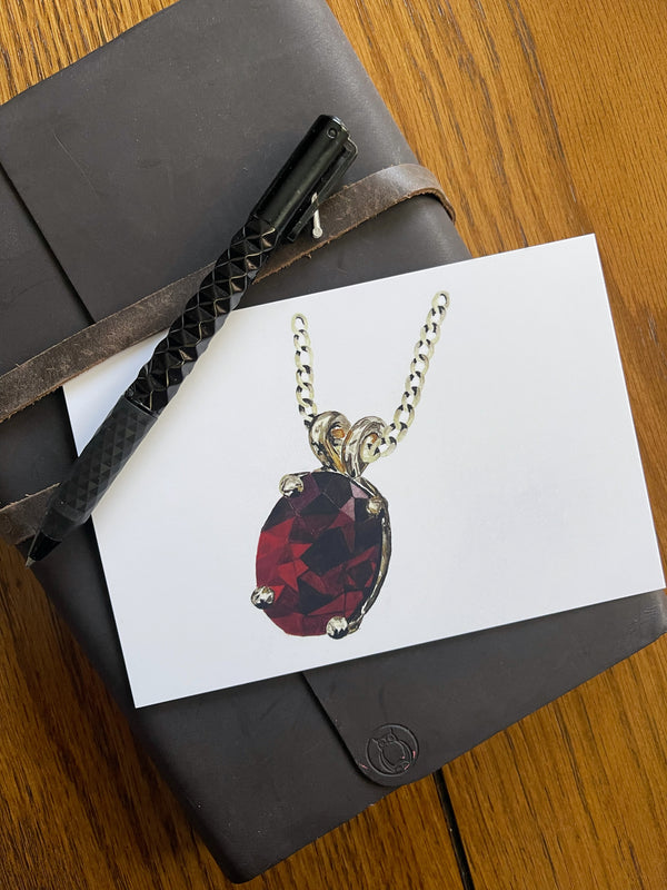 Garnet Pendant - Watercolor Postcard | Reconnect Club Artwork