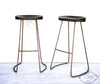 Copper and java barstools with turquoise accents