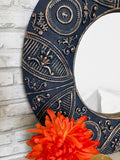 Hand Painted Blue and Rose Gold Mirror